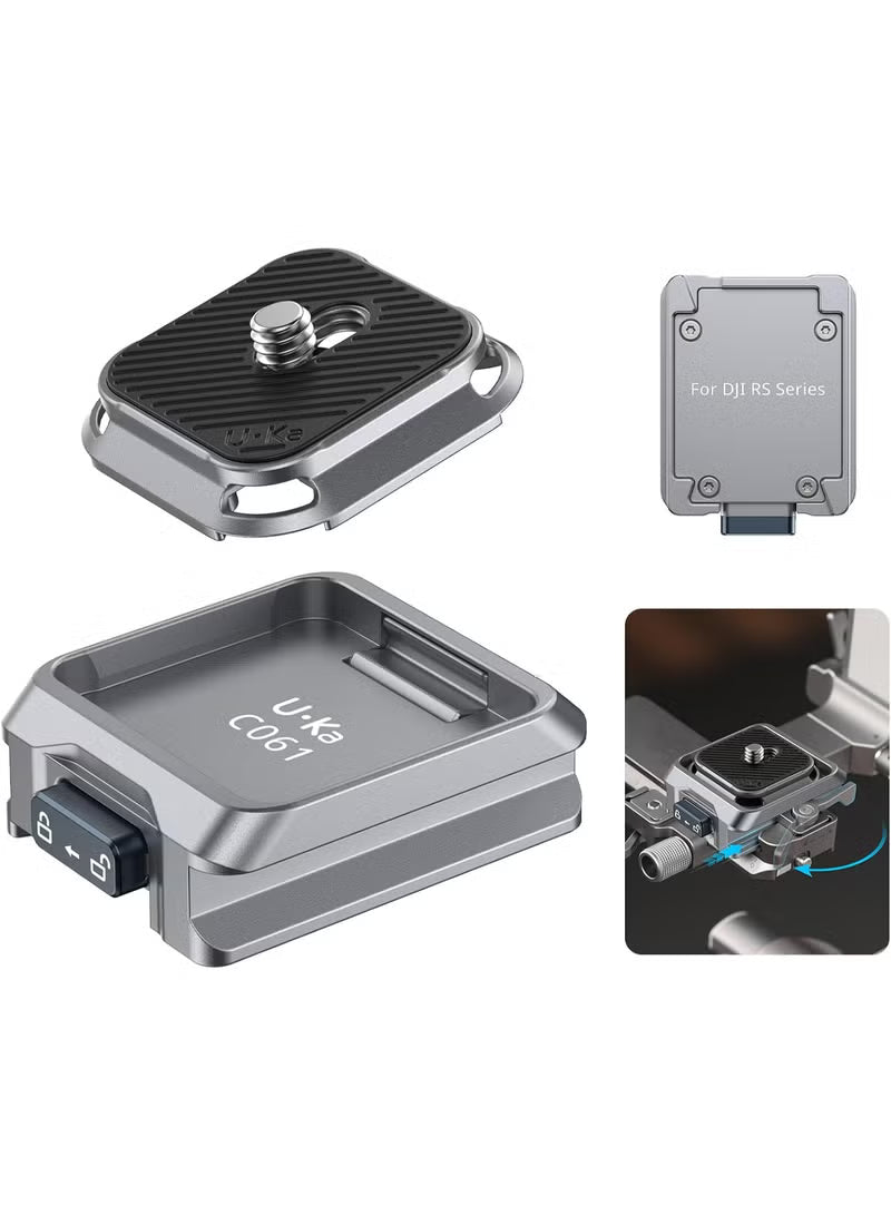 ULANZI C061 Camera Quick Release Plate, Quick Release Plate, for DJI RS2/3/3 Pro/4/4 Pro/RS 4 Mini Stabilisers, Cimbal Stabiliser Accessories, Maximum Load Capacity 6 kg
