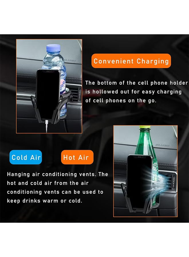 Car Cup Holder & Phone Mount, 2 in 1 Multifunctional Auto Drink Stand