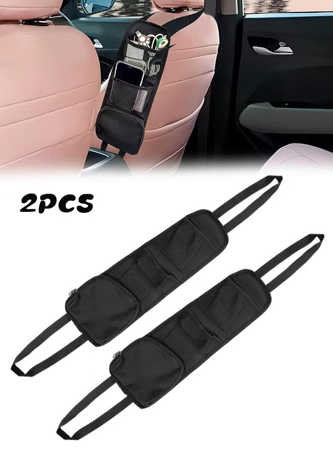 2PCS Car Seat Storage Hanging Bag, Multi-Pocket Seat Side Organizer, Multifunctional Mesh Net Pocket, Can Hold Mobile Phone, Wallet, Glasses, Suitable for Cars, SUVs, Trucks