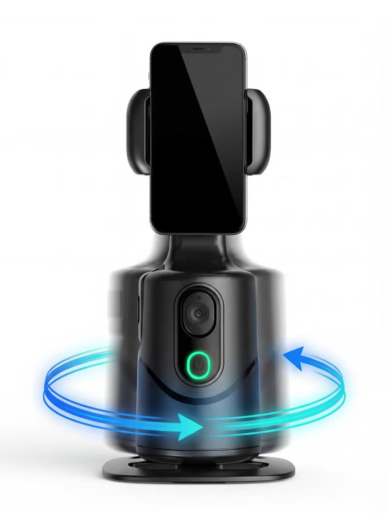 AI Face Tracking Phone Holder, Smart Selfie Gimbal, 360° Auto-Rotation Smart Gimbal with Gesture Control, No App Needed, Tripod Mount for TikTok, YouTube, Vlogs