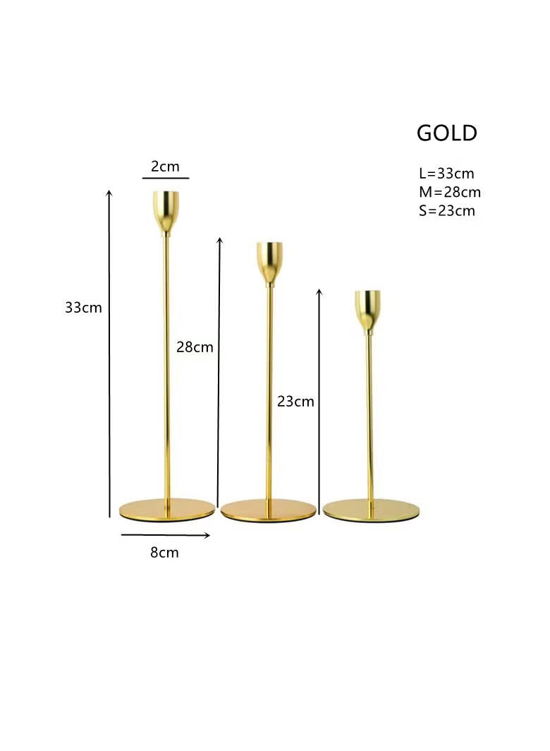 3-Piece european metal candle holde
