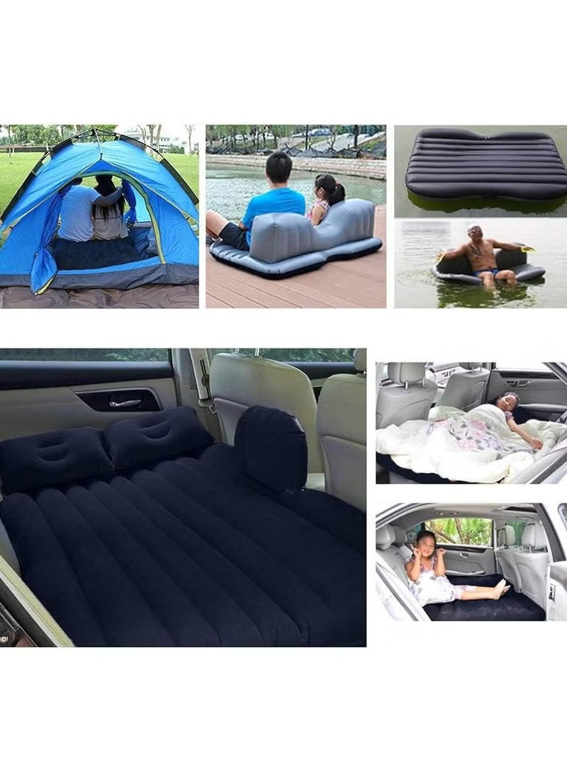 Multi Purpose Inflatable Car Air Bed Mattress for SUV MPV and Car Portable Travel Sleeping Bed with Pump Durable & Comfortable for Camping Road Trips and Outdoor Adventures Blue