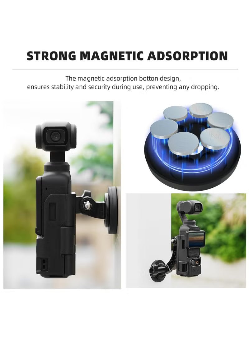 Magnetic Camera Mount Stand Base for DJI OSMO Pocket 3 Adjustable Desktop Stable Bracket Non-Slip Holder for Pocket 3 (Black)
