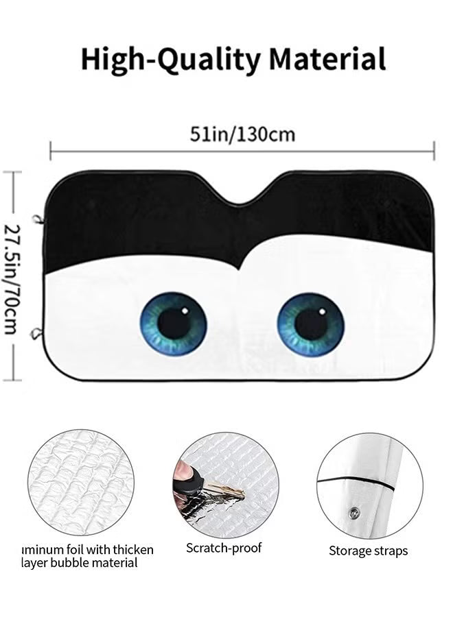 Car Sunshade Funny Cartoon Eye Front Window Cover Car Windshield Sun Shade Blocks for SUV Auto Interior Accessories Protection Keep Your Vehicle Cool Black