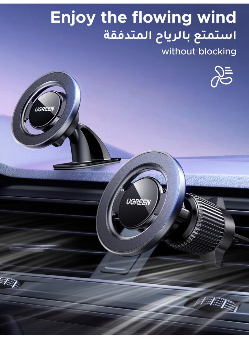 Magsafe Car Phone Holder Strong Magnetic Mount with Hook & Adhesive Base [360° Adjustable], [Removable Base], Compatible with iPhone 17/16/15 and Samsung S26/25/24 black