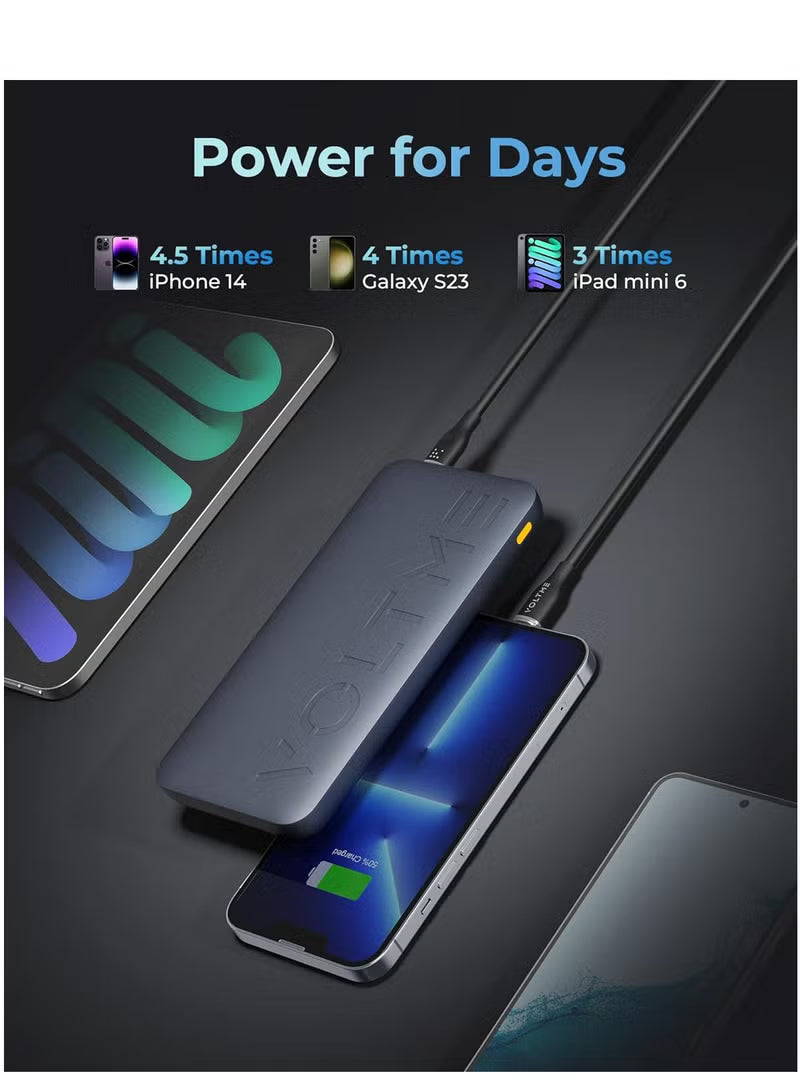 20,000 mAh Fast Charging Power Bank – 22.5W PD & QC 3.0 USB-C / Type-C Slim Portable Battery Pack, 20000mAh High Capacity Charger for iPhone Air