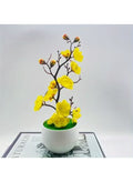 Artificial Potted Plum Blossom Bonsai – Wax-Finish Fake Flower Branch