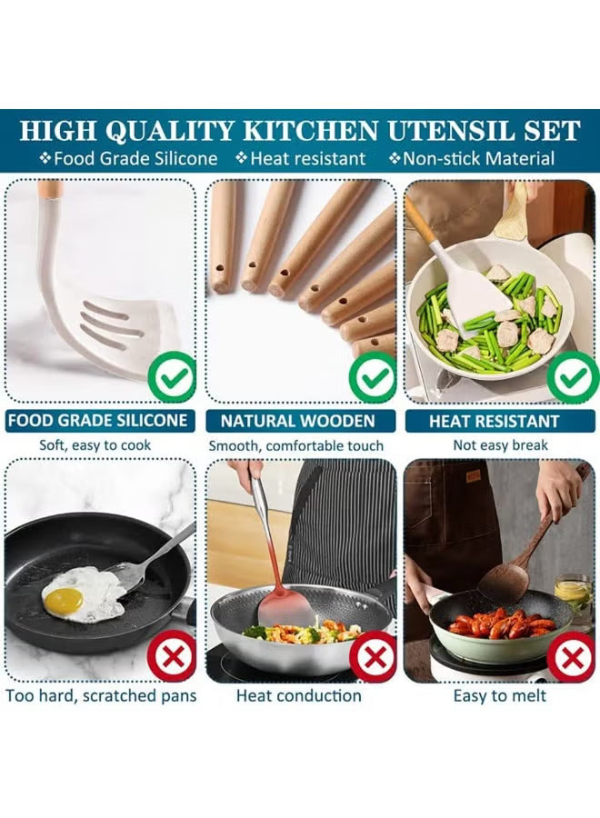 Kitchen Silicone 44 PCS Cooking Utensils Set, Kitchen Food-grade Non-Stick