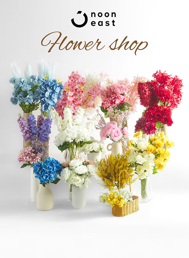 Dalia 1pc Flower Bunch with 5 buds – Maroon | 52cm Artificial Flower