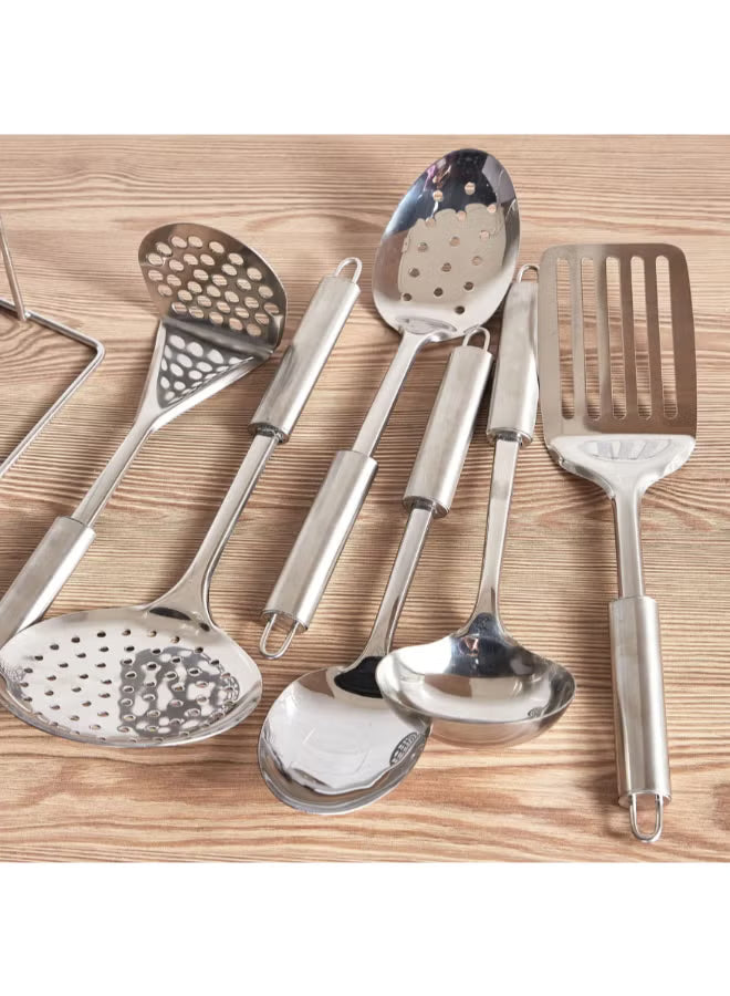 Stainless Cooking Utensils Set with Stand,7 Piece Kitchen Set