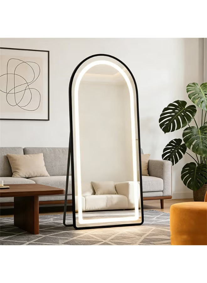 Full Length 170 L x 70 W CM LED Light Arched Shape Mirror With Stand