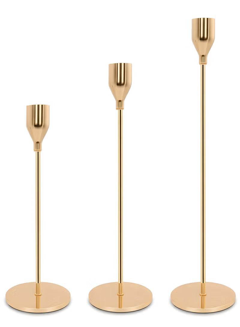 3pcs Gold Candle Holders,For Taper Candle,Candle Sticks