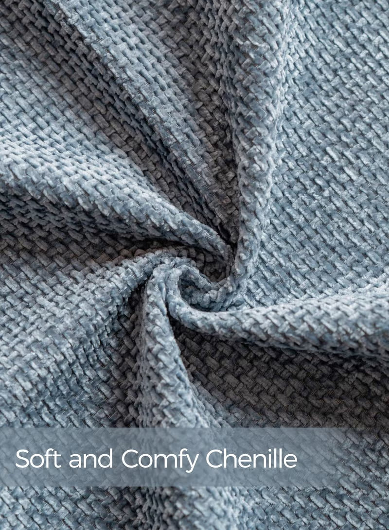 Blue Chenille Cushion Cover Throw Pillow