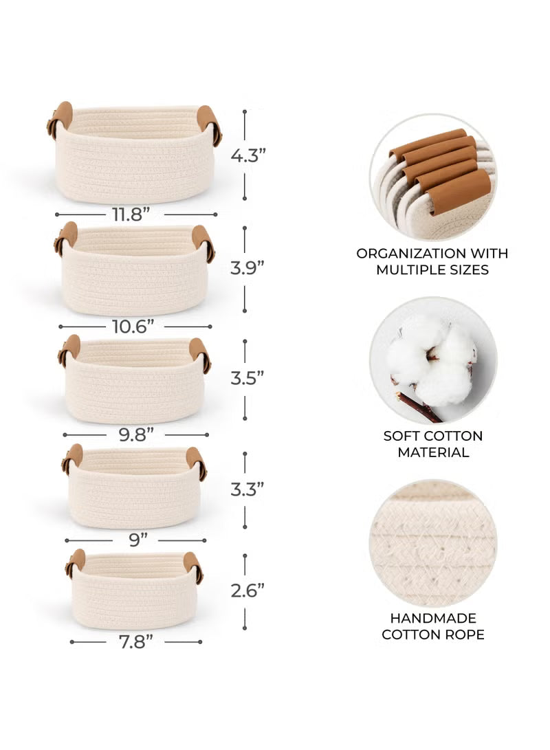 Luxury 5-Pack Cotton Rope Storage Baskets