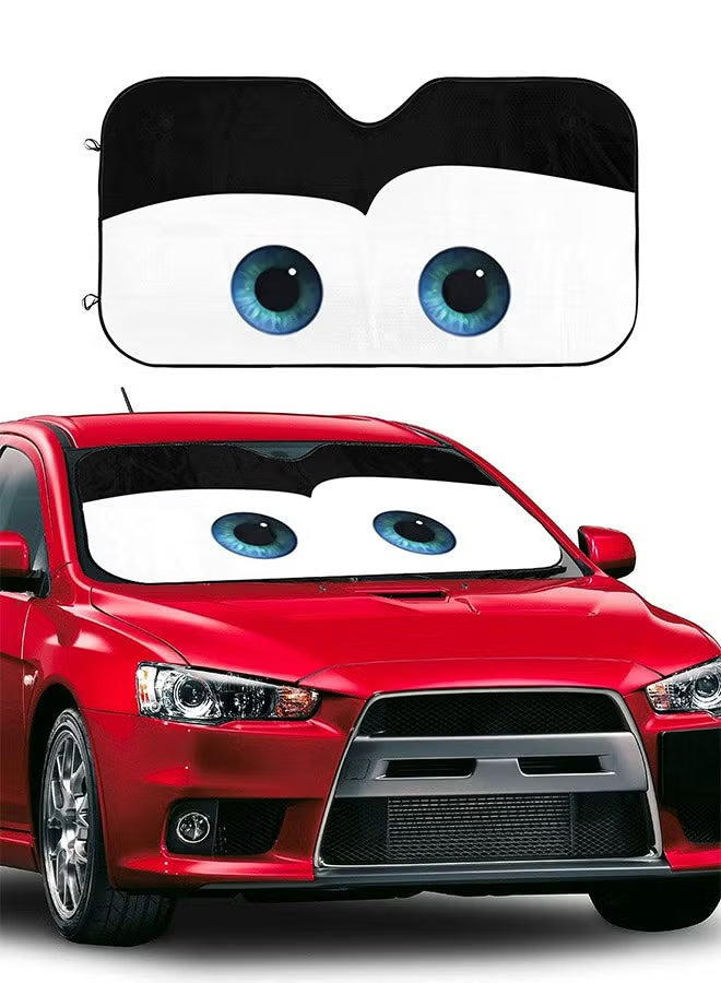 Car Sunshade Funny Cartoon Eye Front Window Cover Car Windshield Sun Shade Blocks for SUV Auto Interior Accessories Protection Keep Your Vehicle Cool Black