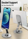 360° Rotating Foldable Metal Phone & Tablet Stand – Adjustable Aluminum Desk Holder for iPhone, iPad, Samsung, OnePlus & More – Portable Mobile Stand for Home & Office Use