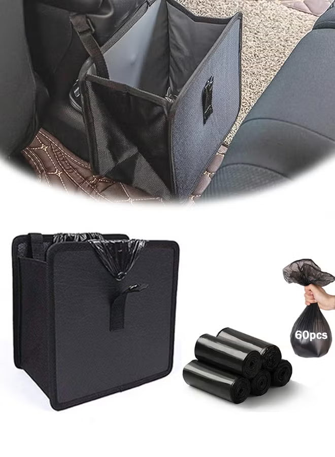 Foldable Hanging Car Trash Can - Large Capacity Waterproof Garbage Bag, Leakproof Storage Organizer for Camping, Interior Accessories (Black)