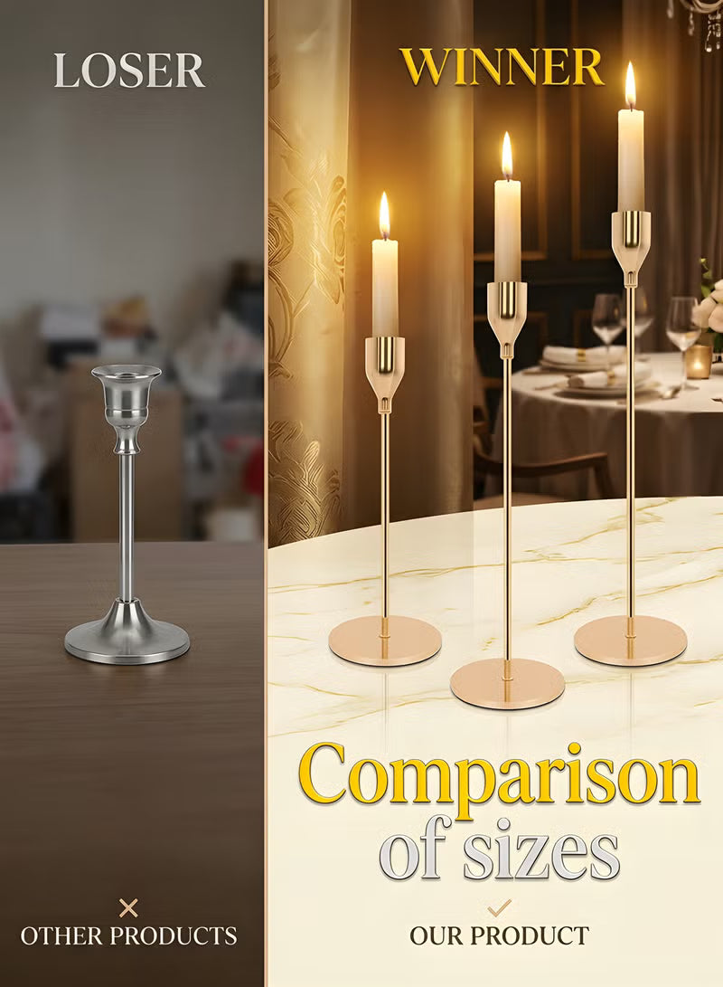 3pcs Gold Candle Holders,For Taper Candle,Candle Sticks