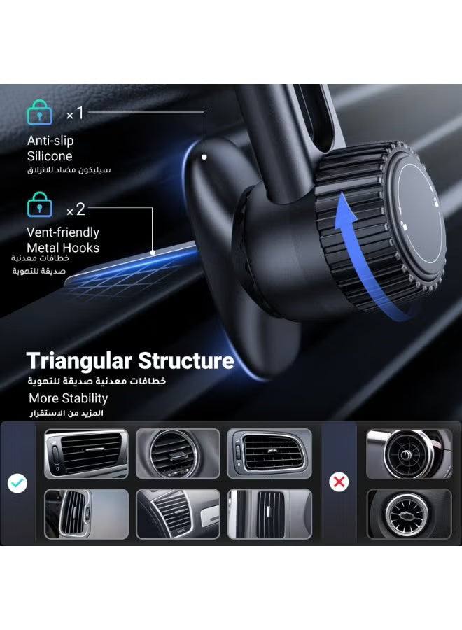 Magsafe Car Mount, Never Block Air Vent: 2024 Upgraded 3Rd-Gen Ultra Stable Car Phone Holder Air Vent Magnetic Car Mobile Holder Rotatable Car Mount Fit For iPhone 16/15/14 Galaxy S24 S23 S22, Xiaomi Black