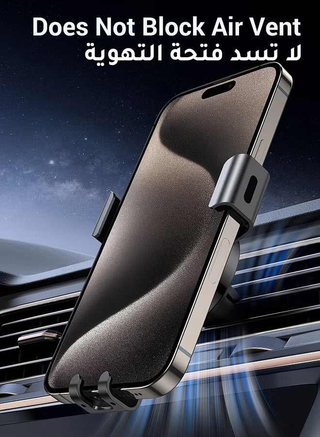 Car Phone Holder, Mobile Holder For the Car Air Vent Phone Stand Car Auto Lock Gravity Mobile Phone Mount Ac Vent Car Mount Compatible With iPhone 16/15/14 Series, Galaxy S24/S23 Z Flip 5 4, Xiaomi Grey