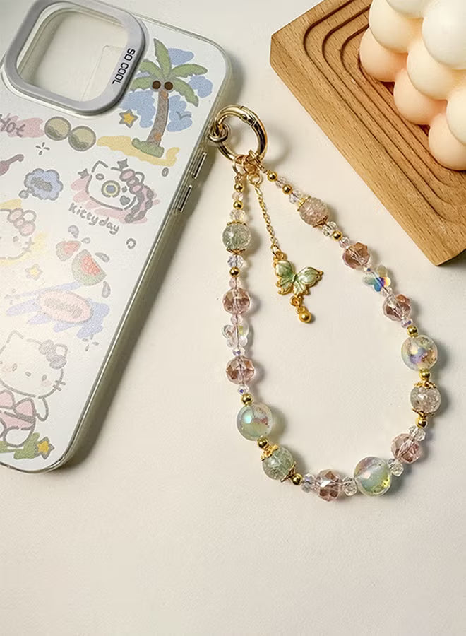 Beaded Charms Strap, Crystal Bracelet Wrist Lanyard, Cute Phone Key Chain, Case Accessories for Camera Wallet AirPods