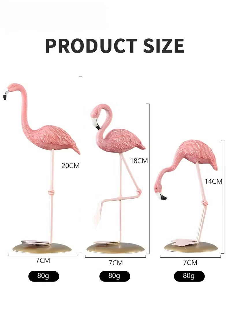 3-Piece Flamingo Desk Ornaments For Wedding Home Living Room Bedroom Decor