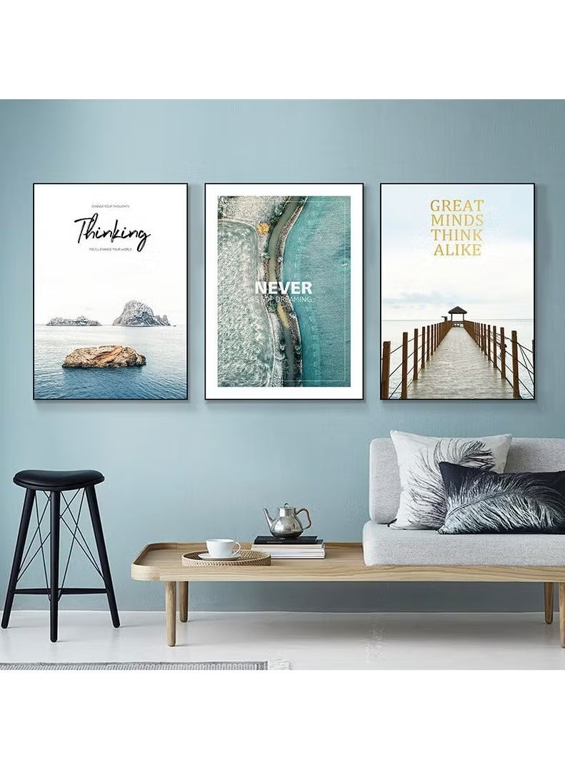3PCS Wall Art Bright Style Minimalist Decor Modern Abstract Canvas Prints Poster Picture Framed Paintings