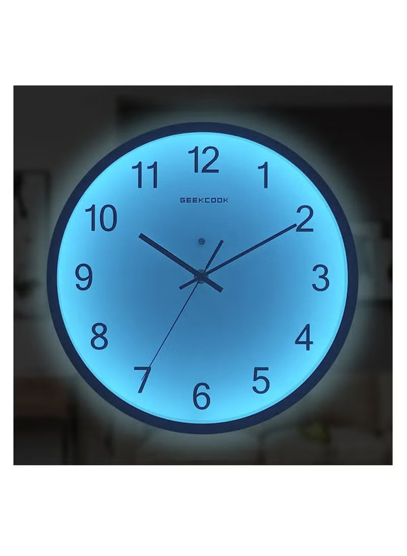 Silent Wall Clock 12 Inch with Voice Control LED Light