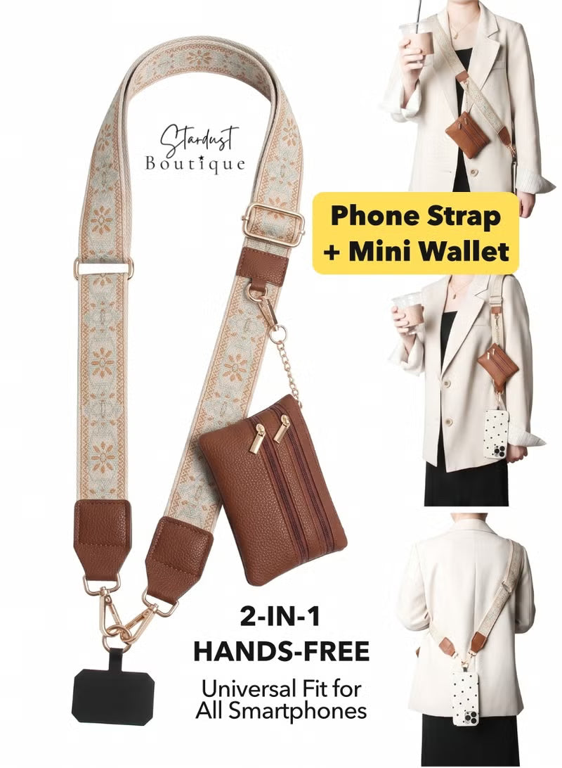 Universal Wide Phone Crossbody Strap with Mini Pouch