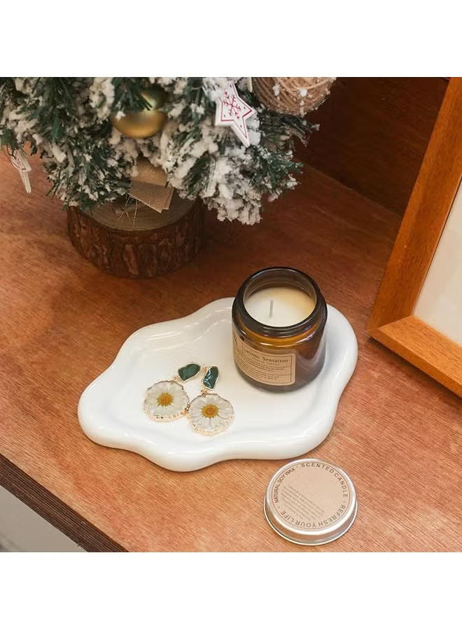 Ceramic Jewelry Tray Trinket Dish, Decorative Cloud Vanity Key Tray for Women