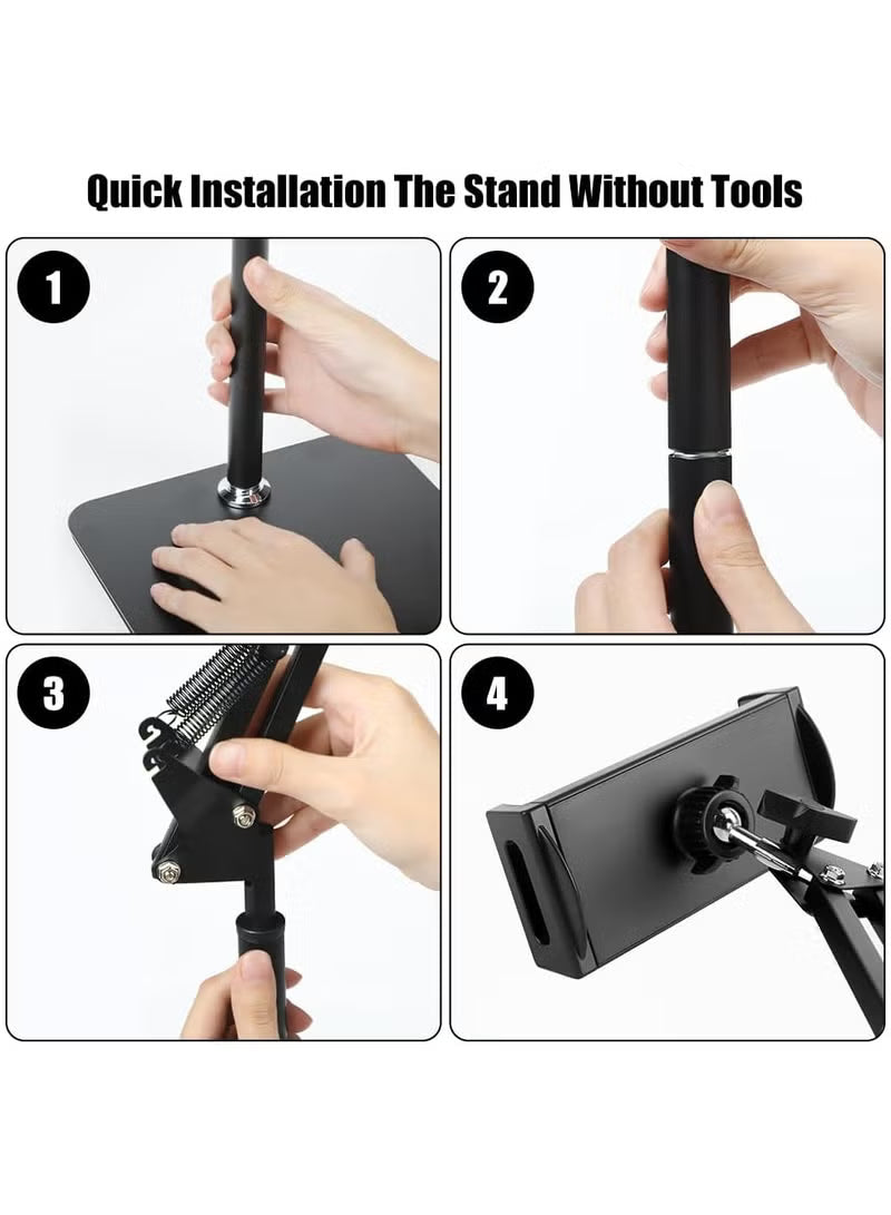 Tablet Floor Stand, 360° Flexible Rotation Tablet Stand with Heavy Duty Base