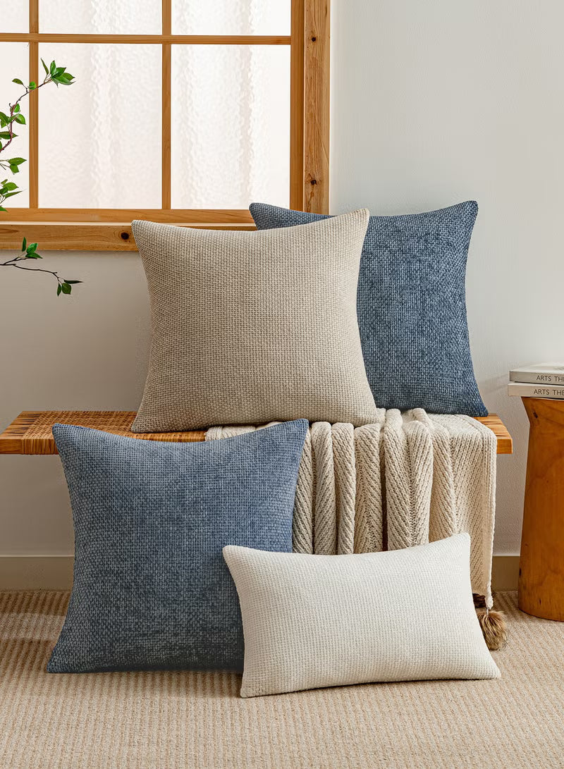 Blue Chenille Cushion Cover Throw Pillow