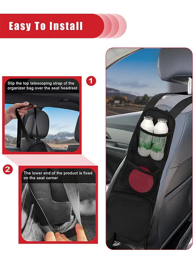 2PCS Car Seat Storage Hanging Bag, Multi-Pocket Seat Side Organizer, Multifunctional Mesh Net Pocket, Can Hold Mobile Phone, Wallet, Glasses, Suitable for Cars, SUVs, Trucks