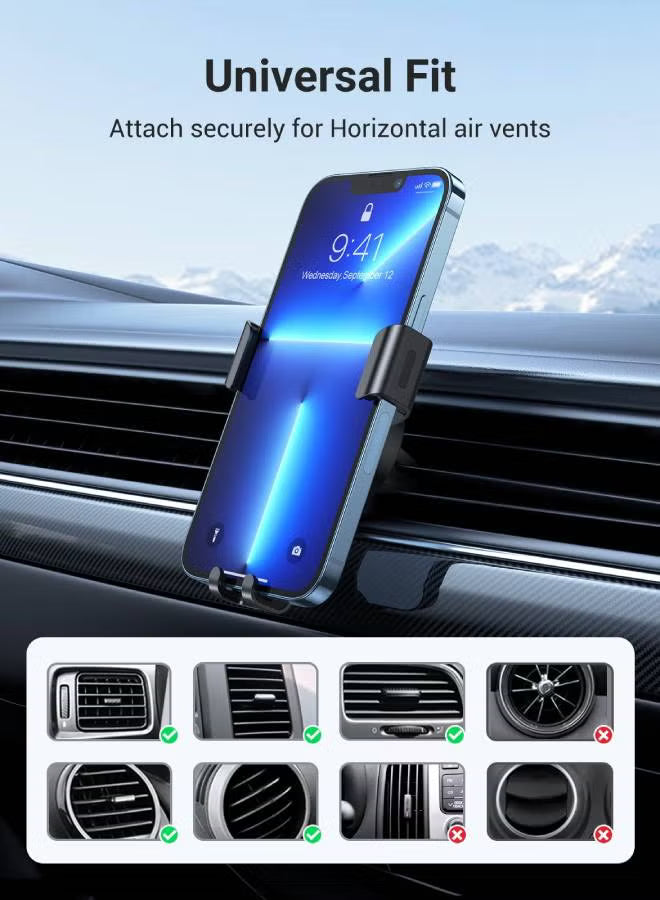 Car Phone Holder, Mobile Holder For the Car Air Vent Phone Stand Car Auto Lock Gravity Mobile Phone Mount Ac Vent Car Mount Compatible With iPhone 16/15/14 Series, Galaxy S24/S23 Z Flip 5 4, Xiaomi Grey