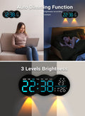 Digital Wall Clock, Remote Controll, 2 Alarms, LED Display