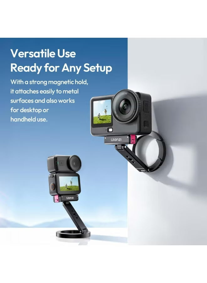 Ulanzi MA04 Magnetic Quick Release Action Camera Mount for DJI Osmo Action 6 - Multi-Axis Adjustable Aluminum Holder