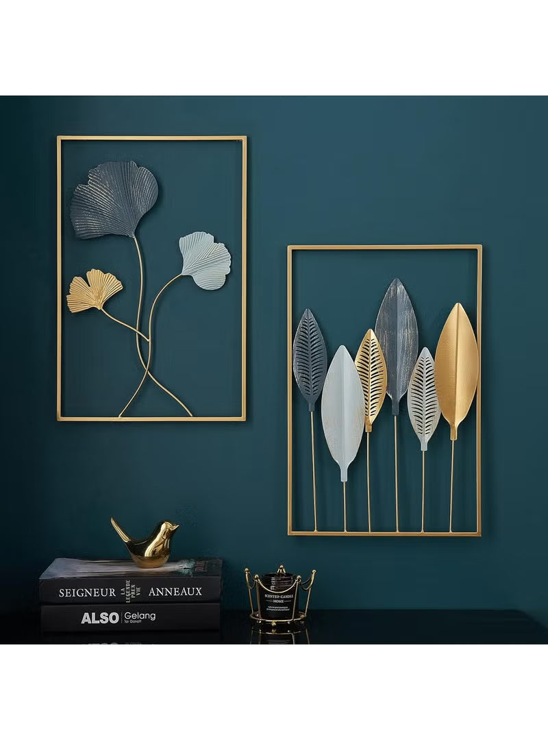 Home Decor Wall Metal Leaf 3D Iron Art Wall Sculptures Hanging Decorations