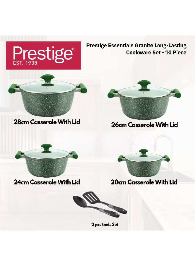 Prestige Essential 10 Pieces Granite Stone Cookware Set | Pots and Pans Set