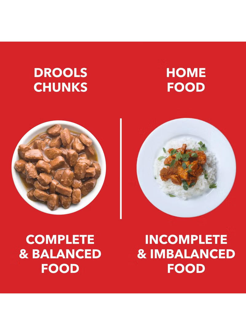 Adult Wet Dog Food Real Chicken and Chicken Liver Chunks in Gravy 10 + 2 Pouches Free