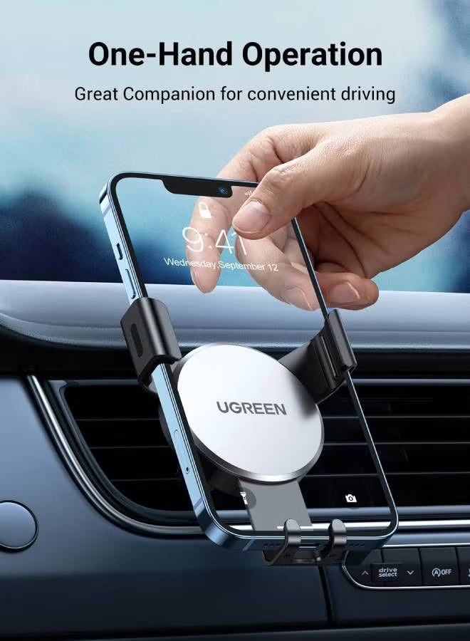 Car Phone Holder, Mobile Holder For the Car Air Vent Phone Stand Car Auto Lock Gravity Mobile Phone Mount Ac Vent Car Mount Compatible With iPhone 16/15/14 Series, Galaxy S24/S23 Z Flip 5 4, Xiaomi Grey