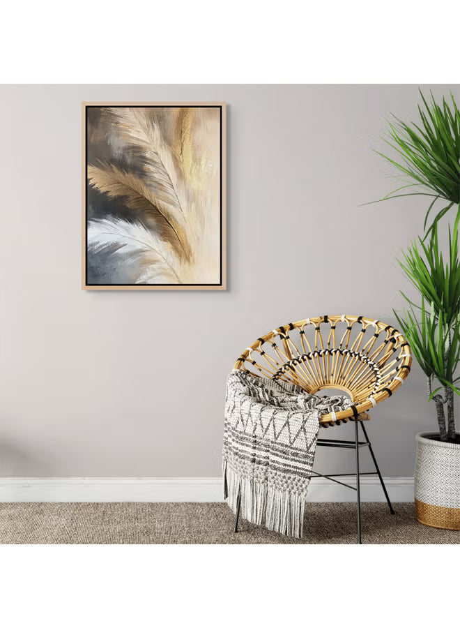 Art Decor Framed Canvas Wall Art of Abstract Feathers Artwork Modern