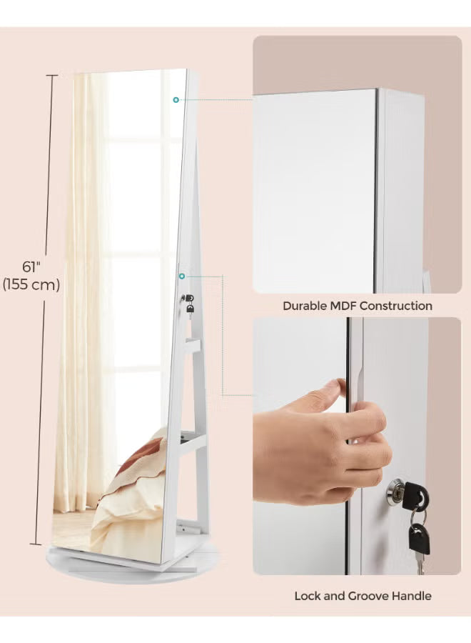 SONGMICS 6 LEDs Mirror Jewellery Cabinet, 360°
