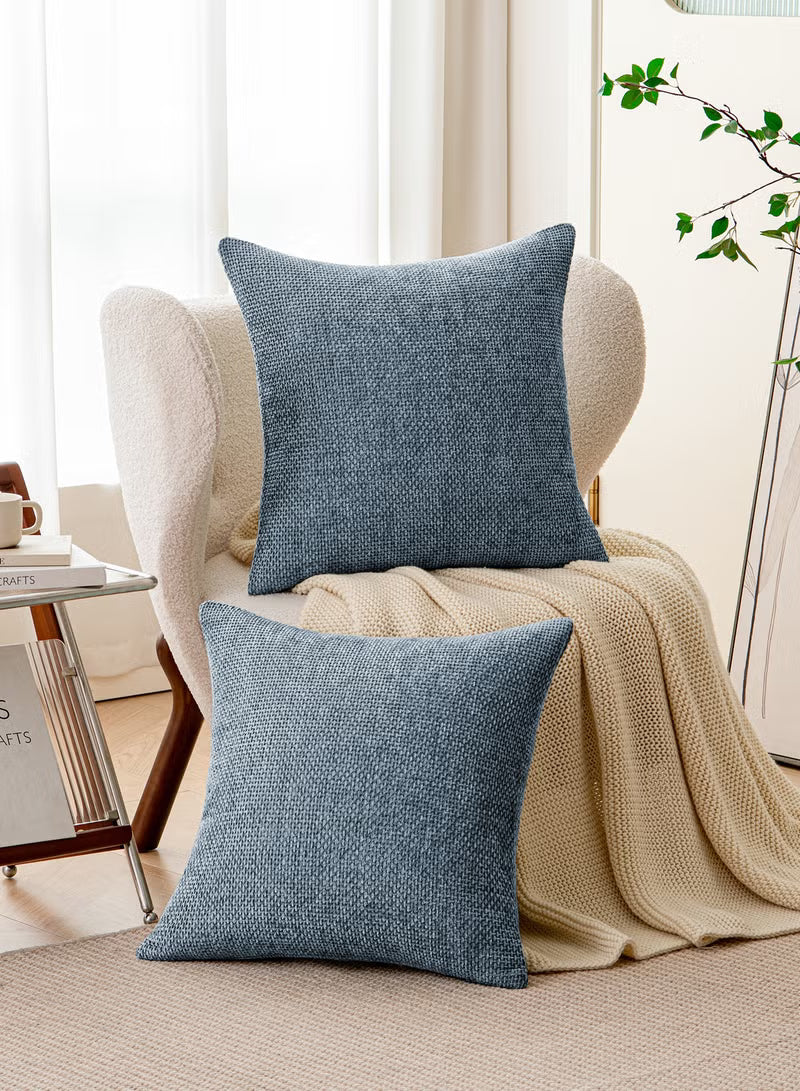 Blue Chenille Cushion Cover Throw Pillow