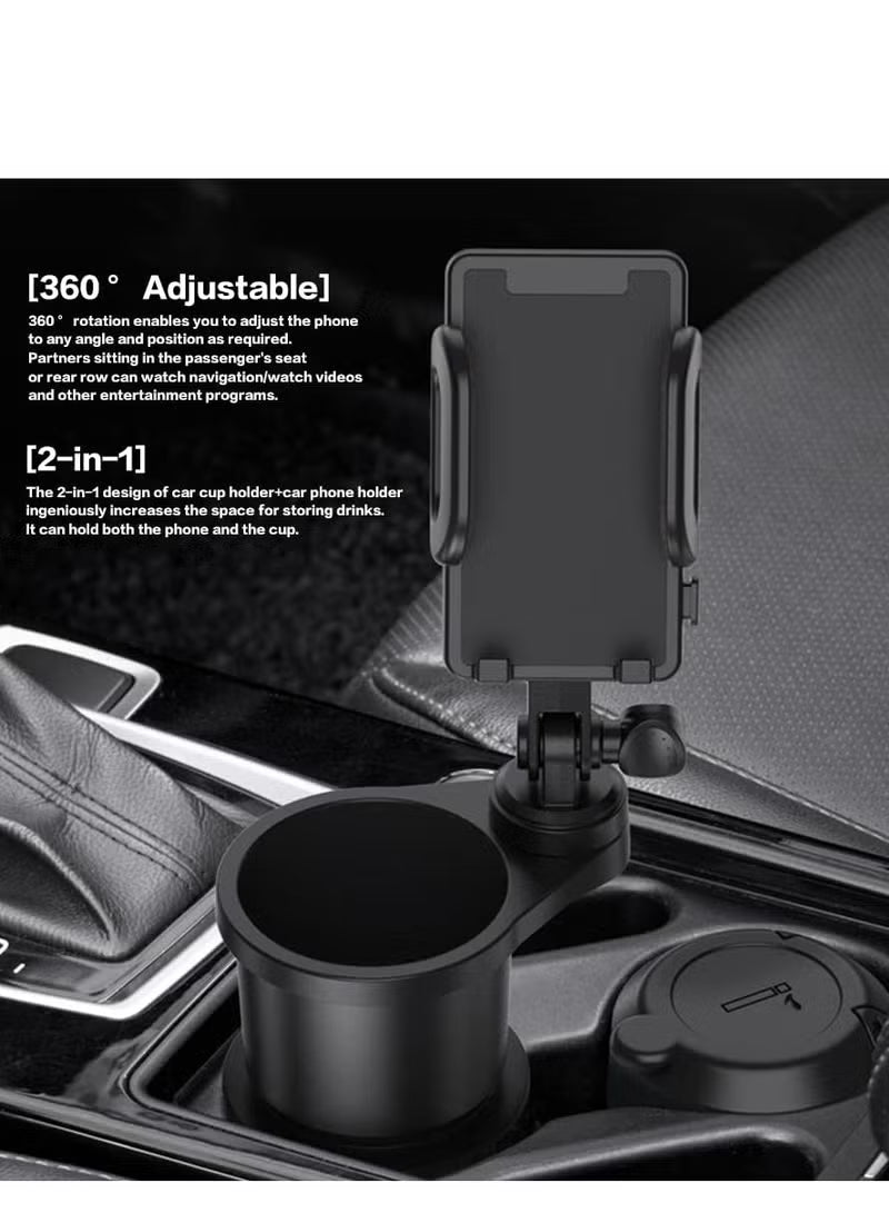 2 in 1 Car Phone Mount, Car Cup Holder Phone Mount Universal Auto Cell Phone Stand