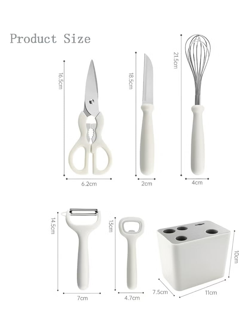 HOMESTAR 6-Piece Kitchen Utensil Set with Stand - Cooking Tools Bundle