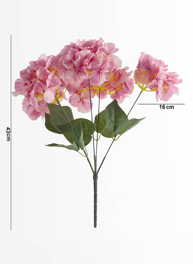 Hydrangea 1pc Flower Bunch with 5 buds – Light Pink | 43cm Artificial Flower Bunch
