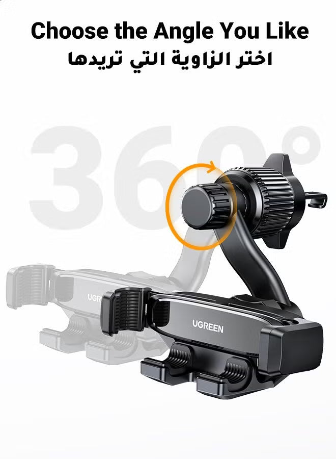 Mobile Holder For Car Car Phone Holder For Air Vent Car Mobile Holder With Auto Lock And Hook Shape Clip Not Block Air Vent Phone Holder Car Fit Big Phone iPhone 15 16 Series, Samsung S24 S23, Xiaomi Black