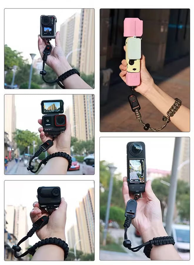 Camera Wrist Strap for DJI Osmo Pocket 3 & Insta360 X5/X4, Paracord Hand Strap with 1/4 Quick Release Screw, Anti-Drop Lanyard Accessory for Vlog & Travel, Army Green