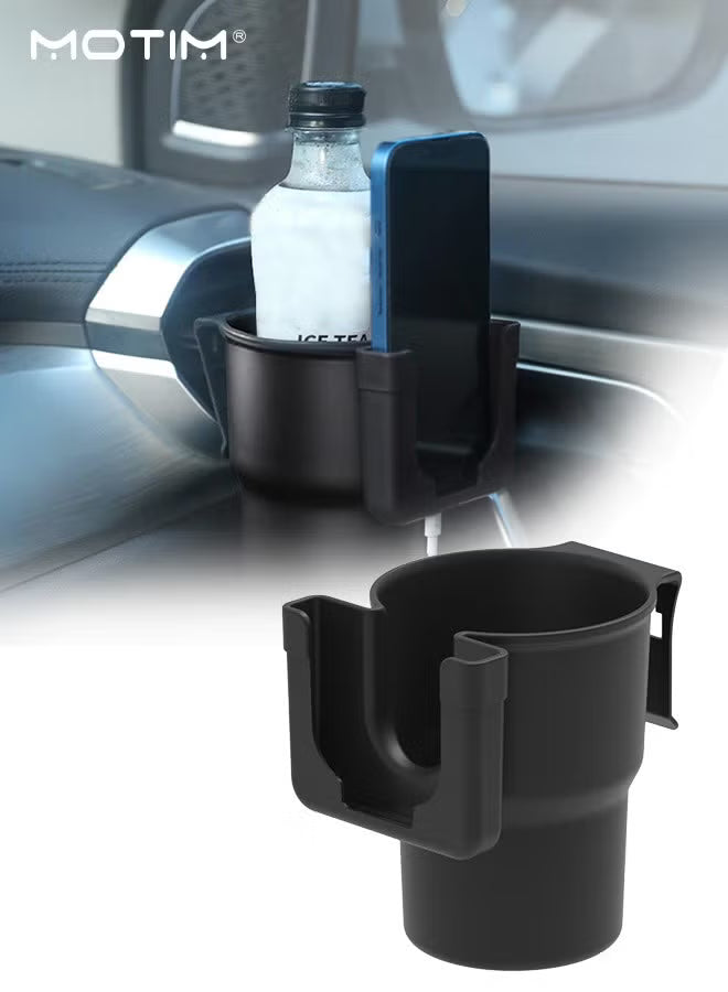 2 In 1 Car Cup Holder Phone Holder, Multifunctional Drink Coffee Bottle Storage Rack with Phone Holder, Stay Organized, Car Travel Essentials Fit for Most Vehicles & Phones