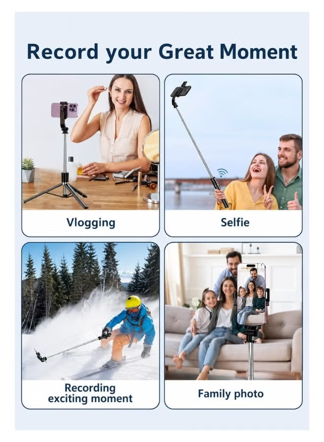 Portable Foldable Bluetooth Selfie Stick with Wireless Remote Shutter for Smartphones